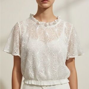 Altar'd State Ivory Floral Lace Blouse